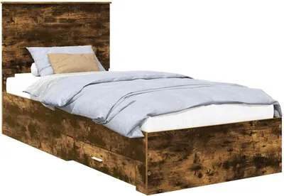 Produktbild von Bettrahmen Geräucherte Eiche 100 x 200 cm Holzwerkstoff