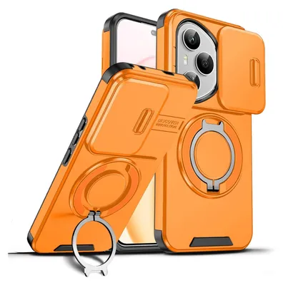 Immagine prodotto di Custodia a doppio strato per Honor 400 Pro, copertura scorrevole per la fotocamera e supporto ad anello magnetico Arancione