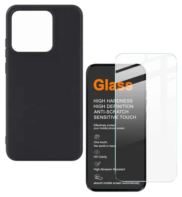 Productafbeelding van Telefoonschaal + beschermend glas (9H) voor de Motorola Moto G47 5G, TPU, dun, set van 2-in-1