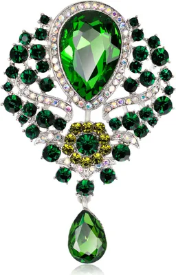 Produktbild von Glas Strass Wassertropfen Form Brosche Pin Galvanisierte Langlebige Party Schmuck Brosche Kleidung Dekor-Grün