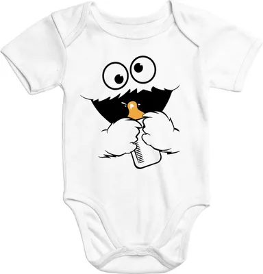 Produktbild von Baby Body Milchmonster Cookie Monster lustig Kostüm Moonworks® weiß 3-6 Monate