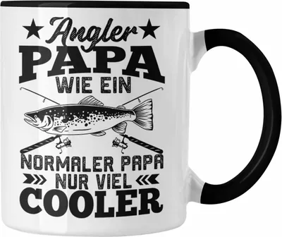 Produktbild von Trendation - Angler Papa Geschenk Vatertag Tasse Geschenkidee Fischer Fischen Lustiger Spruch zum Angeln (Schwarz)