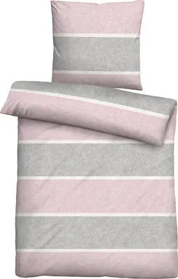 Produktbild von Biberna Melange Flanell-Wendebettwäsche, Größe 1x 135x200 cm + 1x 80x80 cm, rosé