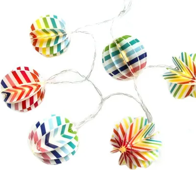 Immagine prodotto di ACA Lighting "catena decorativa di carta" sfere multicolore, catena decorativa a 10 LED a batteria (2xAA) bianco caldo IP20 135+30cm cavo trasparente XO10WW2A