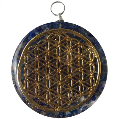 Produktbild von CHONIT Orgonit Anhänger Blume des Lebens Lapis Lazuli Blau 5 cm