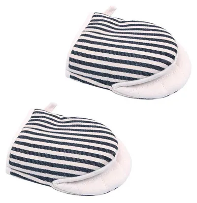 Obrázek produktu pro Mini rukavice do trouby, 1 pár, rukavice do mikrovlnné trouby, podložky pod hrnce, odolné vůči teplu, bavlněné a lněné, protiskluzové, černé a modré