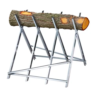 Image de Chevalet Relaxdays, pour travaux de sciage du bois, pliable, 150 kg, support pour tronçonneuses, acier, dimensions : 80 x 80 x 82 cm, argent