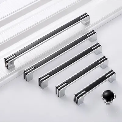 Obrázek produktu pro Kuchyňské úchytky - Kuchyňská dvířka s roztečí 192 mm - černá - sada 2 kusů