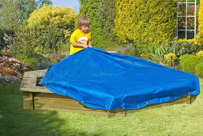 Produktbild von Sandkasten Plane Abdeckung Schutzhülle Abdeckplane mit Schnur für Sandkasten : 6eck Ø 230 cm Sandkasten Größe: 6eck Ø 230 cm