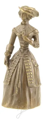 Produktbild von Casa Padrino Jugendstil Tischglocke Lady Bronze / Gold 5,5 x H. 13,8 cm - Tischklingel Service Glocke aus Bronze - Hotel & Gastronomie Accessoires