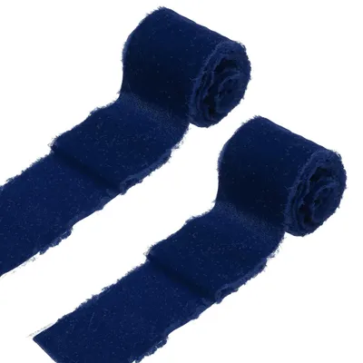 Samtband 2er-Pack 7,5 cm x 7,5 m, Fransenband, dunkelblau