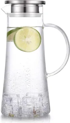Produktbild von HwaGui Glaskaraffe Borosilikatglas mit Edelstahl Deckel 1500ml