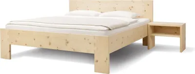 Produktbild von Einzelbett Fanes Metallfrei 140 x 200 cm Zirbe Natur Komforthöhe mit Kopfteil
