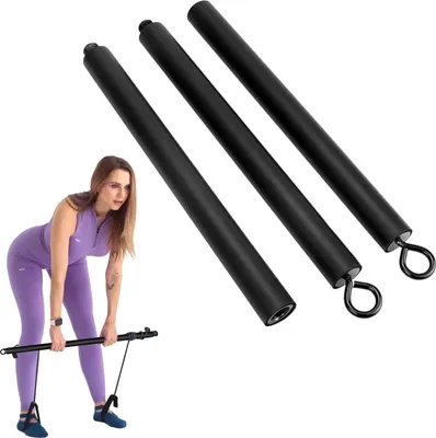 Produktbild von Pilates Bar,Tragbare PilatesBar,Fitness Stange 100 cm,Pilates Stange,Resistance BandsBar,Fitnessbänder,Widerstandsbänder,für Home Yoga Stretching Bars Gym Fitnessgeräte