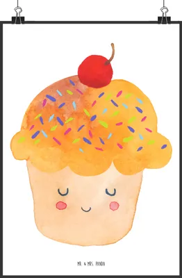 Produktbild von Mr. & Mrs. Panda Bild Cupcake DIN A1 - Weiß - Geschenk, Cupcakes, Küche Deko, Wandbild, Muffin, Lustige Sprüche, wanddeko, Wunder, Spruch, Wandschmuck, Motivation, drucke