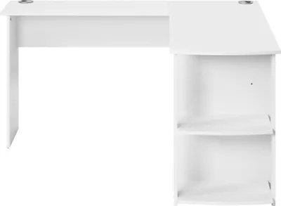 Produktbild von Flieks Schreibtisch Eckschreibtisch L-Förmig, Schreibtisch mit Ablagen, Bürotisch Schminktisch mit Regal, Arbeitstisch 140x140x75cm, Weiß