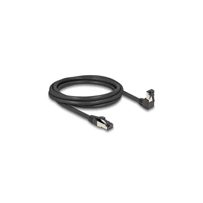Produktbild von Delock RJ45 Netzwerkkabel Cat.8.1 S/FTP 90 grad unten gewinkelt / gerade 2 m schwarz