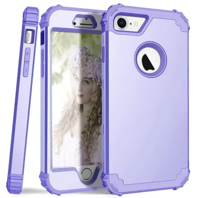Obrázek produktu pro iPhone 8 Pouzdro, 3 v 1 Hybridní Pevný PC TPU Silikon, Odolné proti nárazům Ochranné pouzdro pro iPhone 7 / iPhone 8 Helles Fialová