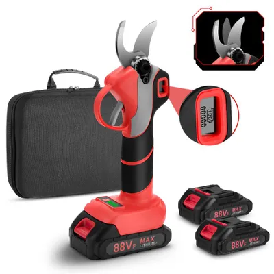 Image de Élagueuse sans fil 30mm sans balais Élagueuse électrique avec 2x batterie, lame SK5, interrupteur de sécurité pour jardins, branches