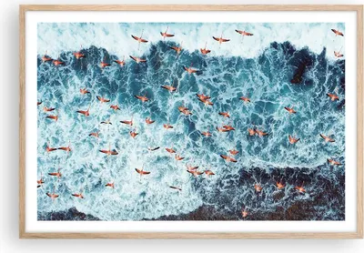 Produktbild von Gerahmtes Poster - Rahmen in heller Eiche - Flamingos Karibik Vögel - 91,5x61 cm - Wand Bild - Wanddeko - Wandbilder - Kunstposter - Wandposter - Bilderrahmen - Bilder - Kunstdruck - P2NAA91x61-5013