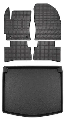 Productafbeelding van Rubberen automatten + kofferbakmat voor Toyota Corolla Cross vanaf 2022 – 5-delig, zwart, op maat – Wielganizator SolidPRO