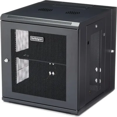 Obrázek produktu pro StarTech.com RK1224WALHM, Nástěnný regál, 12U, 90 kg, Zámek, Vylepšená správa kabelů, 37,4 kg