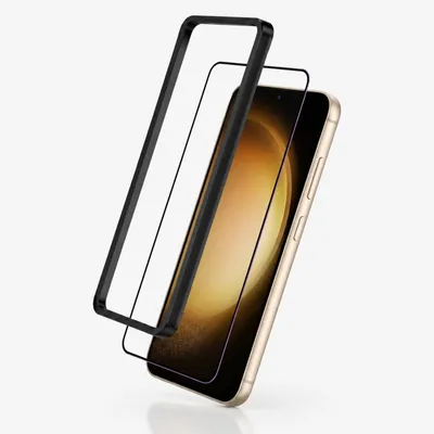 Immagine prodotto di 3mk, set da 2 protezioni in vetro temperato Panzerglas 9H per Galaxy S23 Plus, con cornice di montaggio, colore nero / trasparente