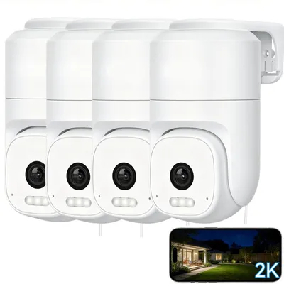 Produktbild von 2K Überwachungskamera Aussen WLAN Kamera Überwachung Außen 360°PTZ-Außenkamera mit Farbige Nachtsicht Aussenkamera für PIR-Bewegungserkennung 4PC