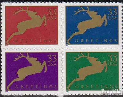 Produktbild von Briefmarken USA 1999 Mi 3216I BA-3219I BA Viererblock (kompl.Ausg.) postfrisch Weihnachten