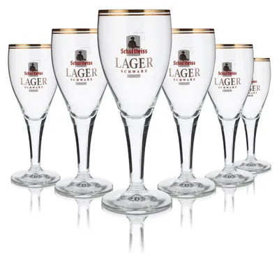 Produktbild von 6x Schultheiss Lager Glas 0,3l Biergläser Pokalglas Lager Schwarz