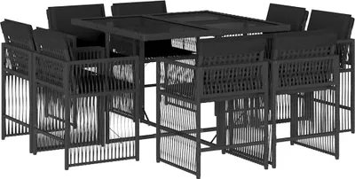 Imagen del producto de vidaXL Juego de comedor de jardín de 9 piezas con cojines, color , fabricado en polirratán