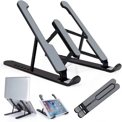 Produktbild von CHPN - Verstellbarer ergonomischer Laptopständer - NotebookStandard - Laptopständer - Arbeiten von zu Hause aus - Ständer für Ihren Laptop - Ergonomisch - Schwarz - Kunststoff - Zusammenklappbar - Leicht zu tragen