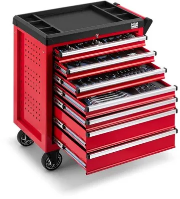 Produktbild von Professionelle Werkzeugbox - Inklusive Werkzeuge - 154-teilig - 47 x 70 x 100 cm - Rot