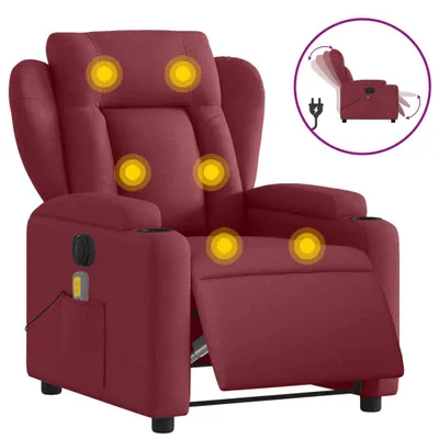 Image de vidaXL Fauteuil de massage électrique vin rouge tissu