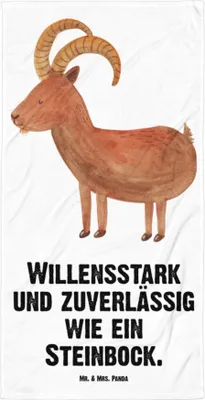 Produktbild von Mr. & Mrs. Panda Handtuch Sternzeichen Steinbock - Weiß - Geschenk, Reisehandtuch, Geburtstag Dezember, Bock, Badehandtuch, Strandtuch, Steinböcke, Januar, Duschhandtuch
