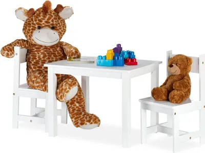 Produktbild von relaxdays Kindersitzgruppe weiß mit 2 Stühlen