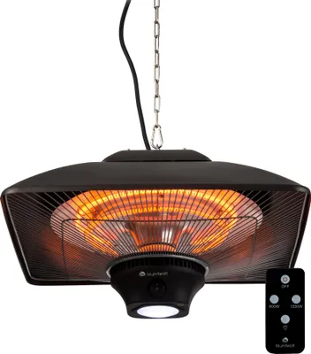 Image de Blumfeldt Chauffage de terrasse, chauffage électrique infrarouge, chauffage infrarouge IP24 pour jardin d'hiver et extérieur, chauffage de terrasse à 2 niveaux avec télécommande et LED