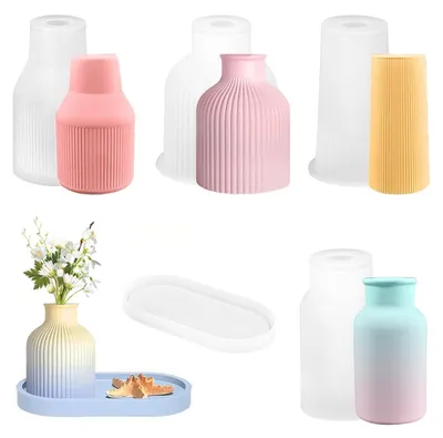 Produktbild von Silikonform Set 5 Stück für Vasen & Tablett, DIY Gießform für Harz, Kerzen, Beton