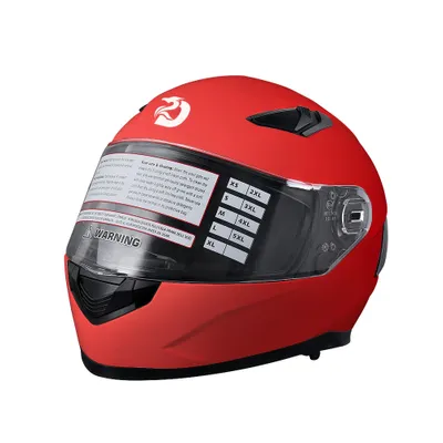 Produktbild von Sportlicher Integralhelm Motorradhelm mit Doppelvisier ECE 22-06 atmungsaktiv stoßfest für Herren Damen Motorrad Roller, Matt Rot, XL