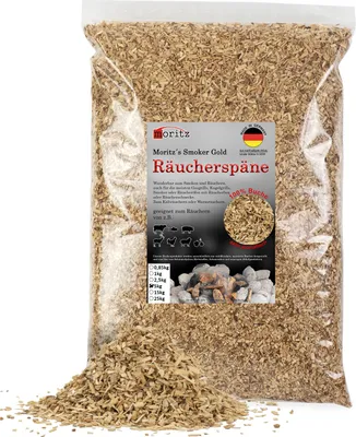 Produktbild von Moritz 5kg Räucherspäne Buche fein 0,75 -2 mm Räuchern I Kalträuchern von Fisch Fleisch Wurst Käse Gemüse auch für BBQ I Grill - Räuchermehl