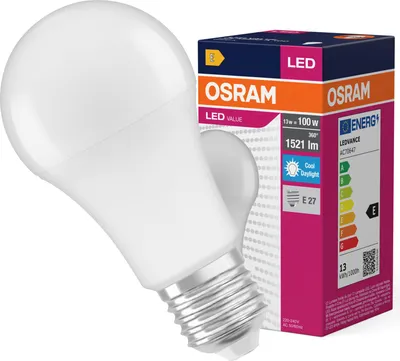 Produktbild von OSRAM LED VALUE CLASSIC A 13W 865 gefrostet E27 Lampe 1521lm 6500K tageslichtweiss wie 100W 4099854109997