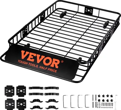 Produktbild von VEVOR Střešní nosič Košík na auto Střešní koš univerzální 1630 x 990 x 152 mm, střešní nosič vana Nosnost 90 kg Zábradlí Nosič zavazadel Černý pro kempování, grilování, cesty autem
