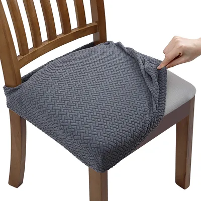 Stretch-Stuhlbezüge Jacquard Grau 4er-Set