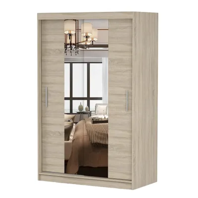 Produktbild von Schwebetürenschrank Kleiderschrank 120cm Sonoma/Sonoma mit Spiegeln Neomi 01