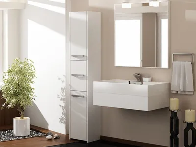 Produktbild von Badschrank 3 Türen Badezimmerschrank Hochschrank Badmöbel Schrank Modern 170x40c, Farbe:weiß