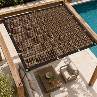 Immagine prodotto di Telo parasole rettangolare 2x5 metri, schermo per recinzioni con occhielli in alluminio, rete ombreggiante traspirante, protezione solare del 95%, ideale per serre, giardini, balconi e terrazze