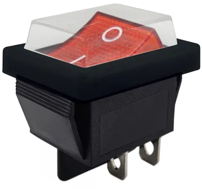 Produktbild von Wippschalter KCD4-202 2-polig 250V/16A rot ohne Lampe schwarze Schutzkappe