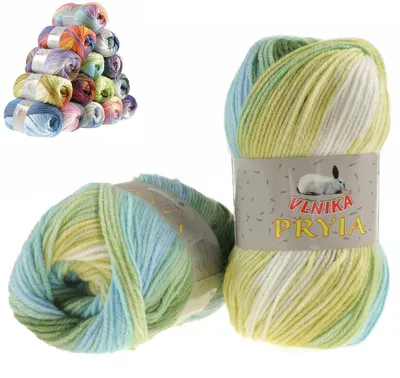 100g Farbverlaufsgarn PRYIA Strickwolle grün blau beige weiß