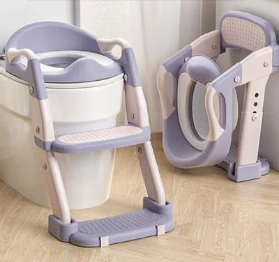 Produktbild von Kinder-Toilettensitz mit Trittstufe - 2-in-1 Kinder-Toilettensitz, höhenverstellbar, rutschfest - herausnehmbares Töpfchen