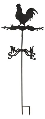 Image de Girouette coq en acier - Noir - L 45 x H 134,3 cm